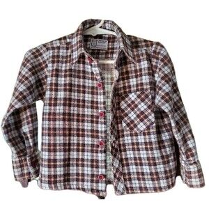 Vtg French Toast Brown Flannel Plaid Toddler Baby L S Shirt 3T Cowboy Rockabilly